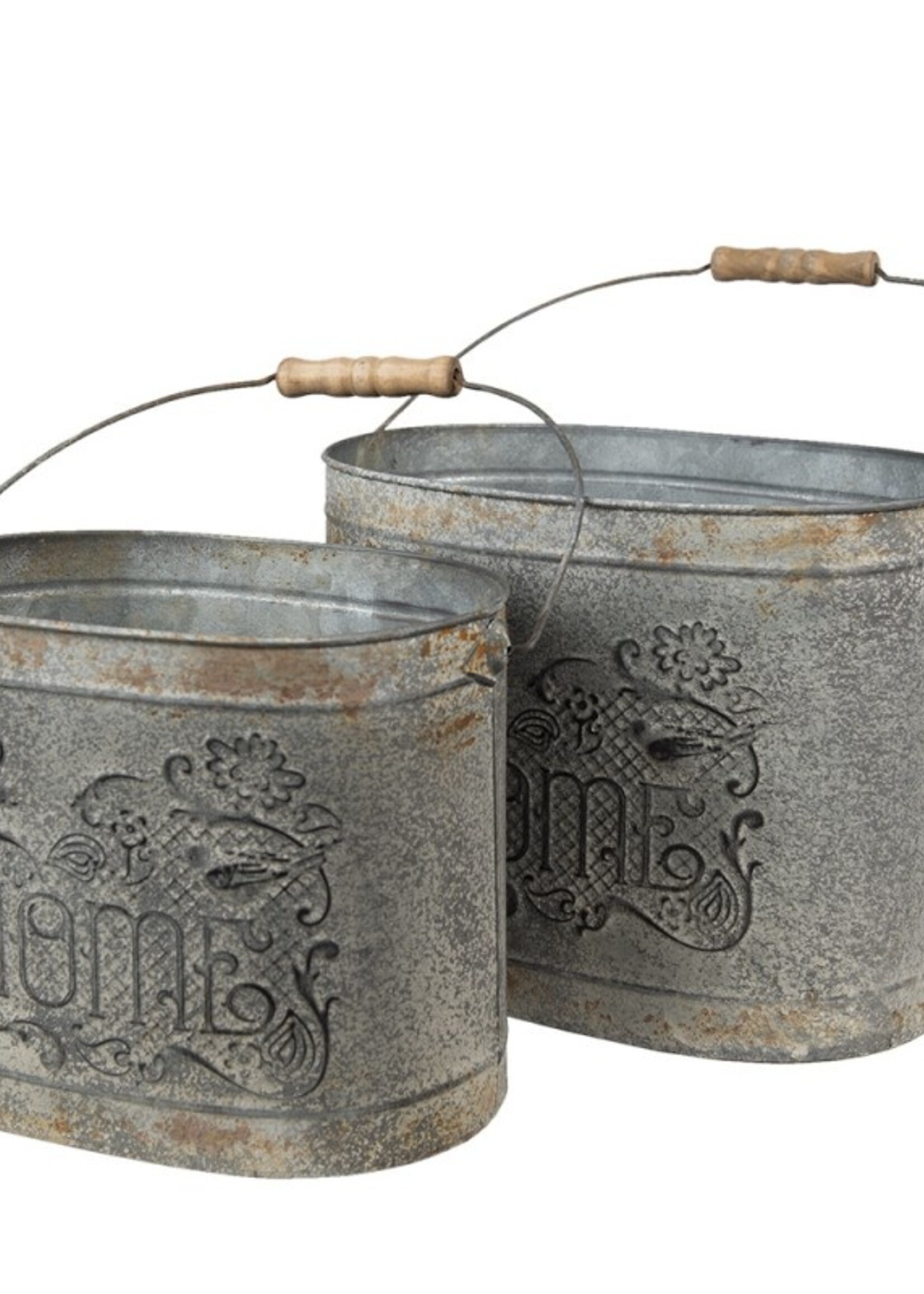 Clayre & Eef Decoratie emmer (2) 31*20*23 / 27*17*21 cm 6Y4800