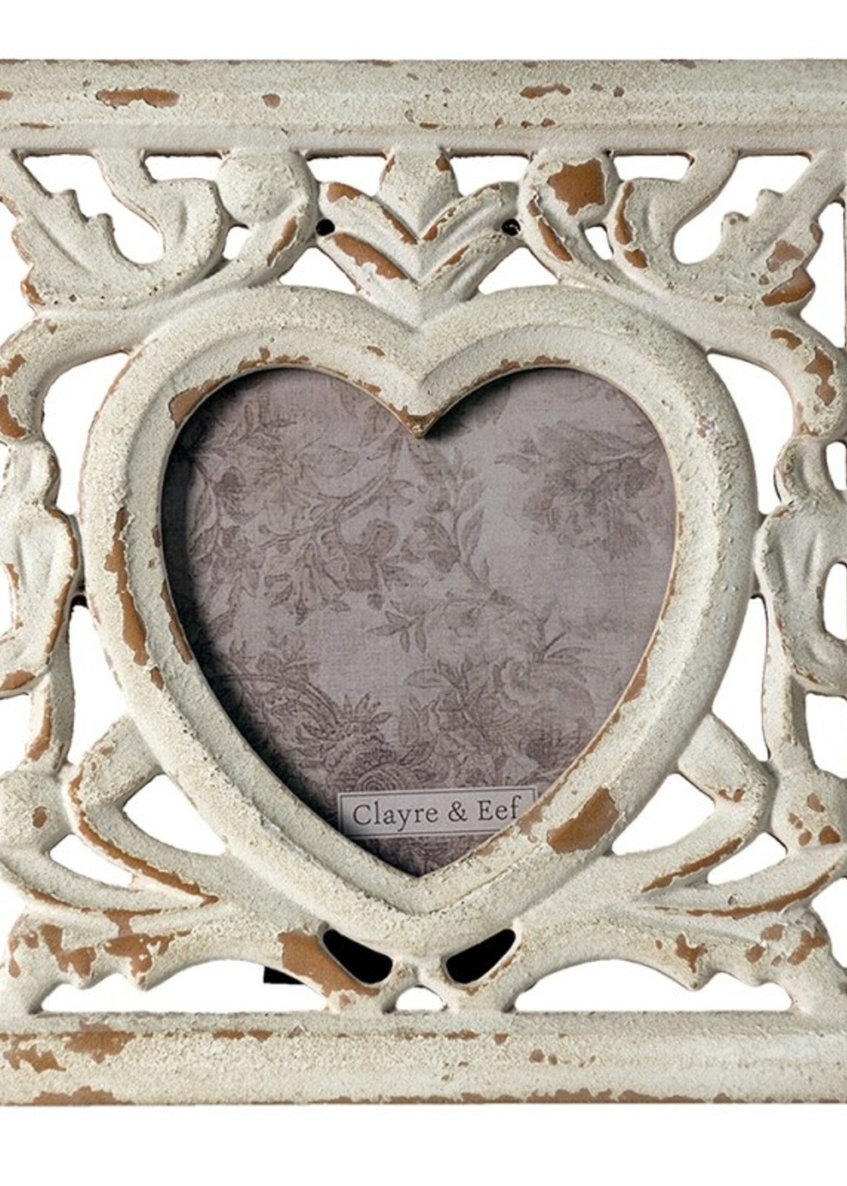 Clayre & Eef Cremekleurige Fotolijst 23*2*23 cm / 15*15 cm 2F0857