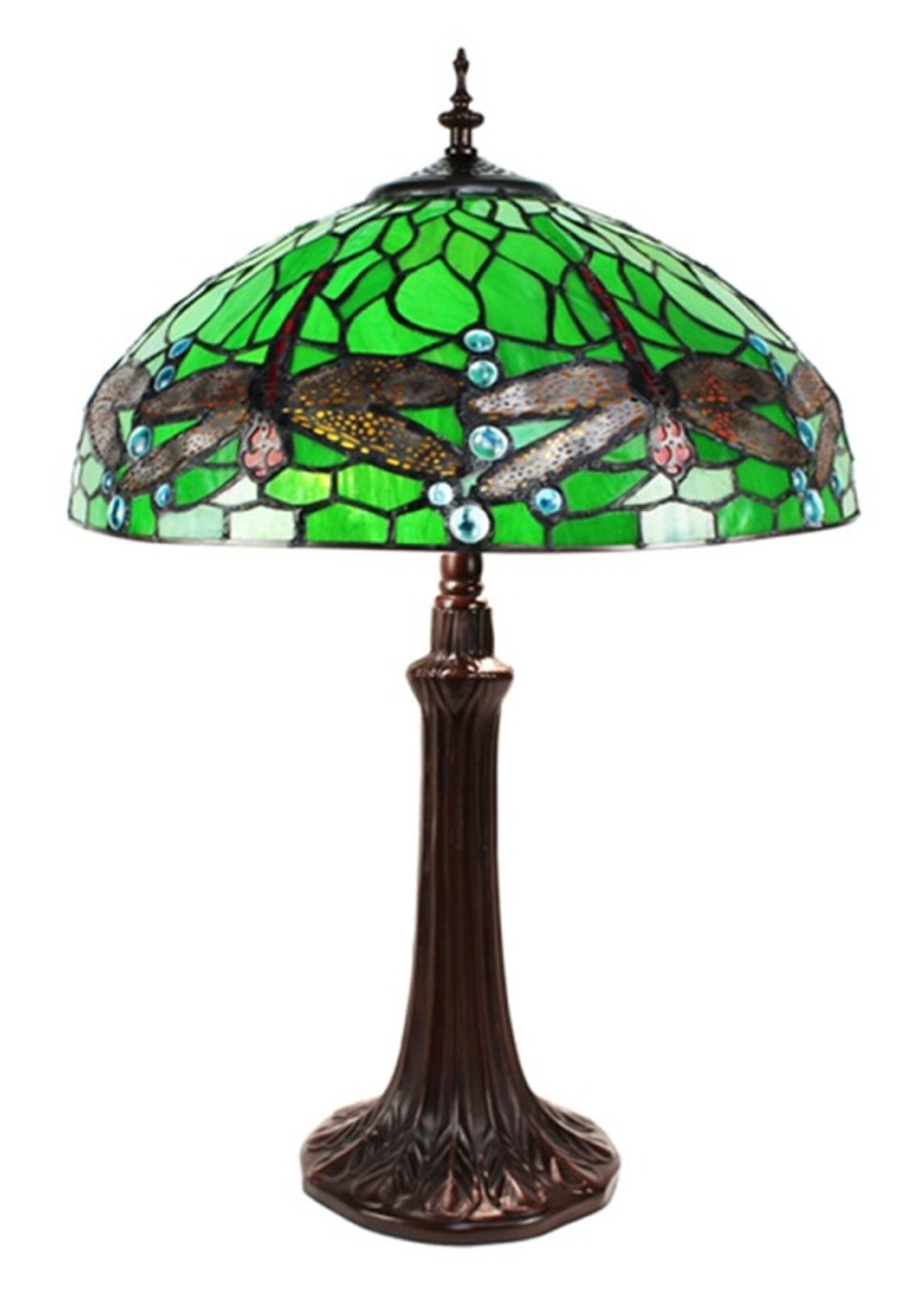Clayre & Eef Tafellamp Tiffany Ø 41*59 cm E27/max 2*60W 5LL-9337GR