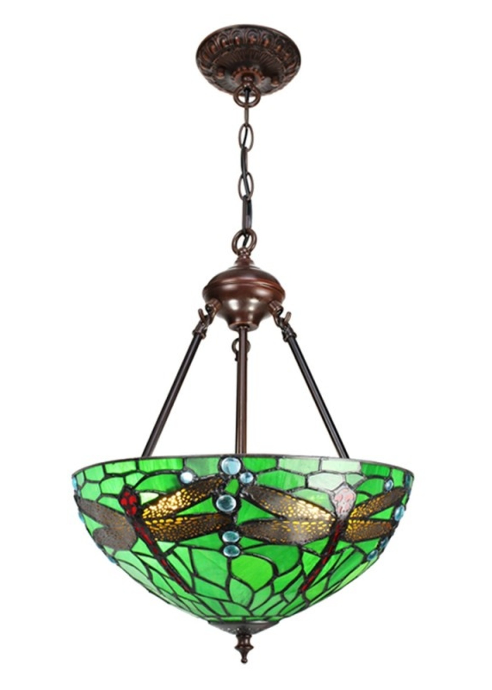 Clayre & Eef Lampe suspendue Tiffany Ø 31*155 cm E27/max 2*60W 5LL-9336GR