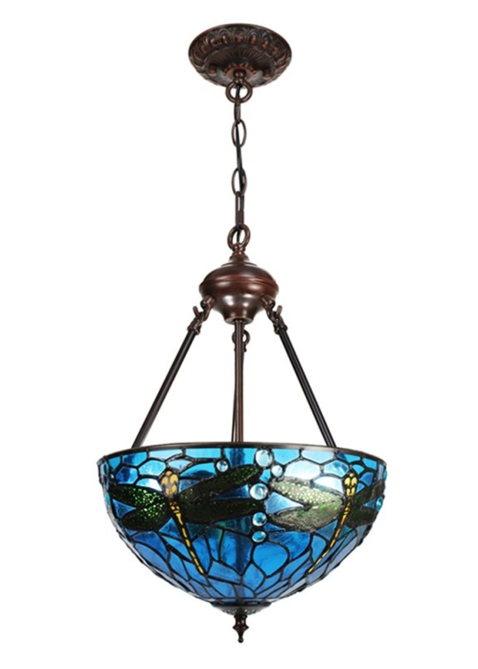 Clayre & Eef Lampe suspendue Tiffany Ø 31*155 cm E27/max 2*60W 5LL-9336BL