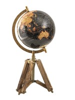 Clayre & Eef Zwarte Wereldbol/globe 18*16*26 cm 64933