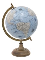 Clayre & Eef Blauwe Wereldbol/globe 22*22*37 cm 64916
