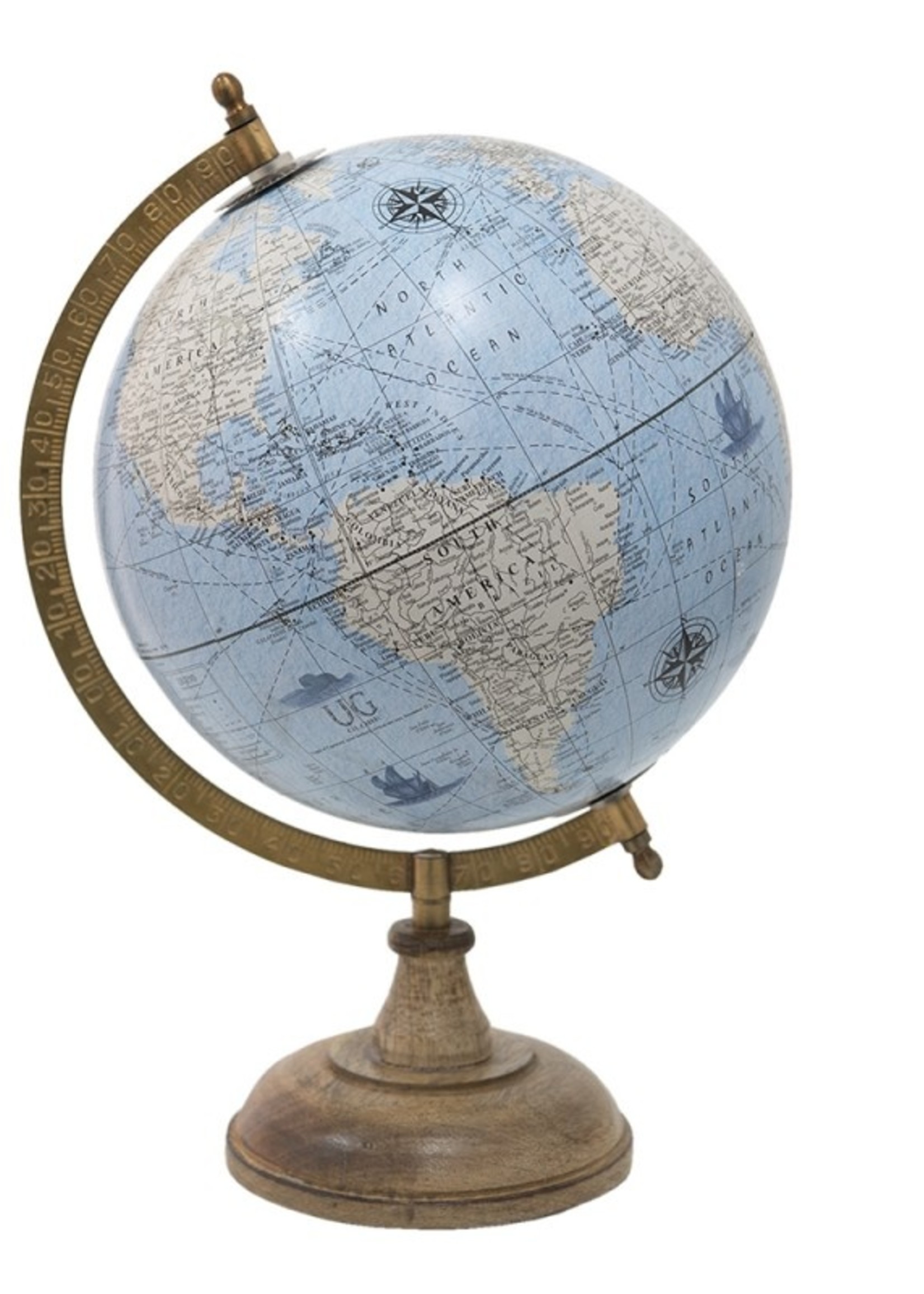 Clayre & Eef Blauwe Wereldbol/globe 22*22*37 cm 64916