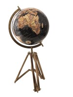 Clayre & Eef Zwarte Wereldbol/globe 28*26*57 cm 50543