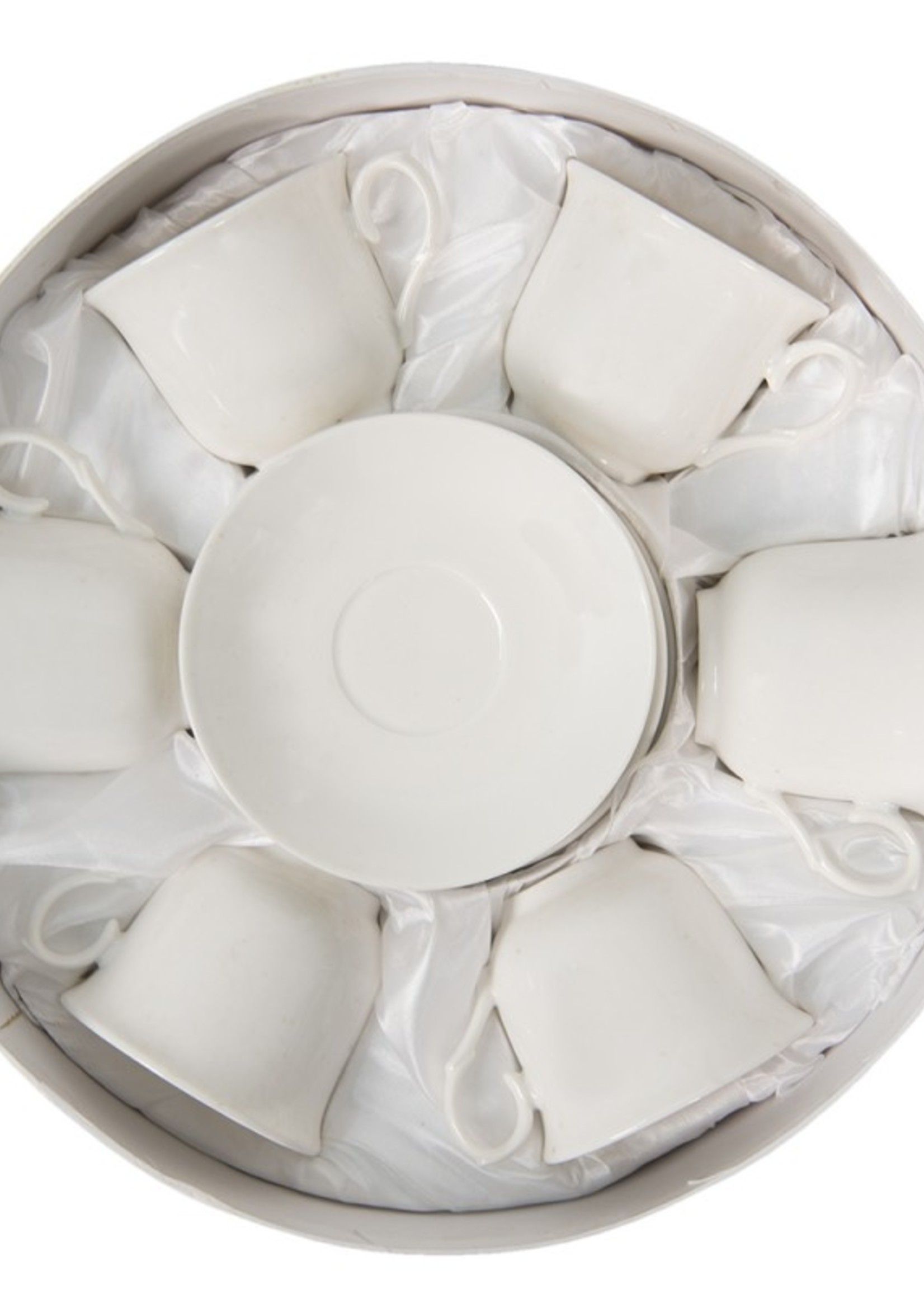 Clayre & Eef Witte Kop en schotel (6) 220 ml 6CE1441