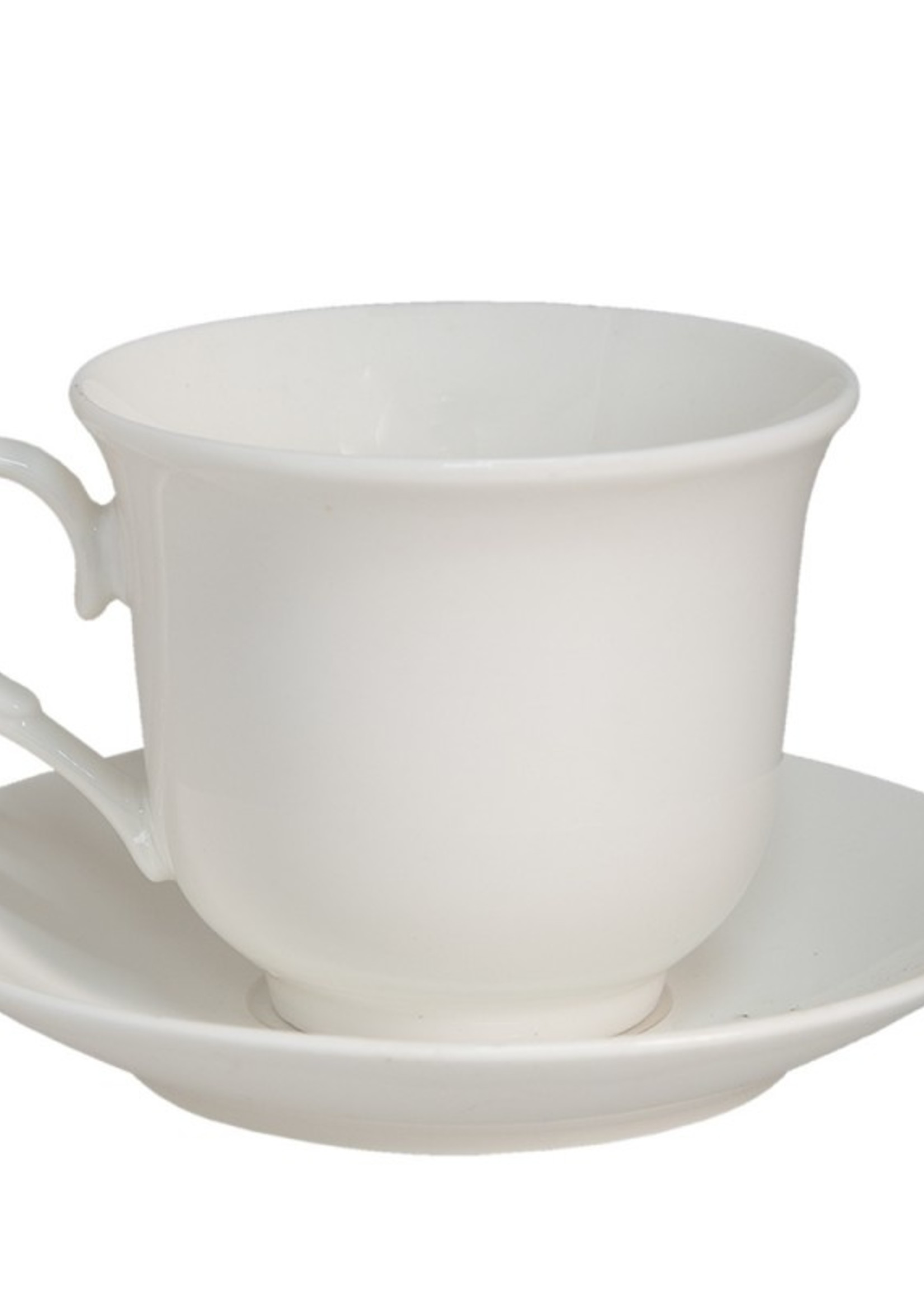 Clayre & Eef Witte Kop en schotel (6) 220 ml 6CE1441