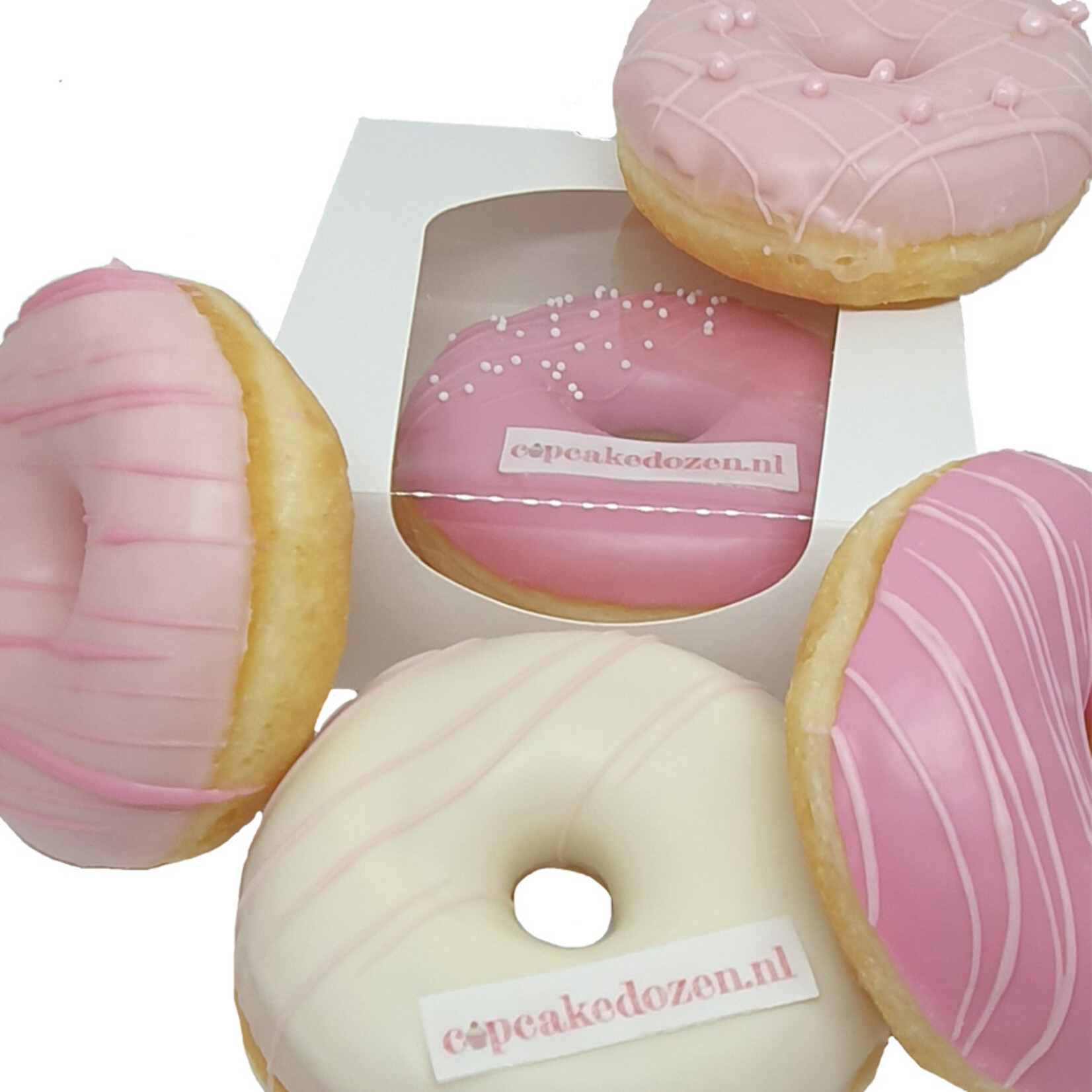 Cupcakedozen.nl biologisch wit doosje voor 1 donut, brownies, macarons, chocolade, etc. (per 250 stuks)