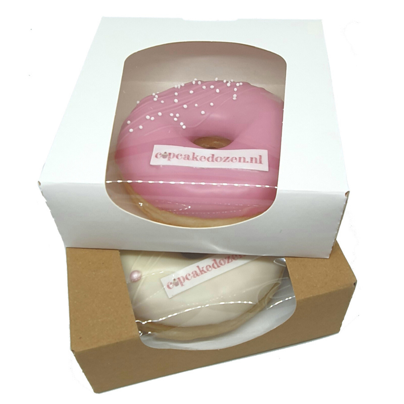 Cupcakedozen.nl Biologisch kraft doosje voor 1 donut, brownies, macarons, chocolade, etc.  (per 250 stuks)
