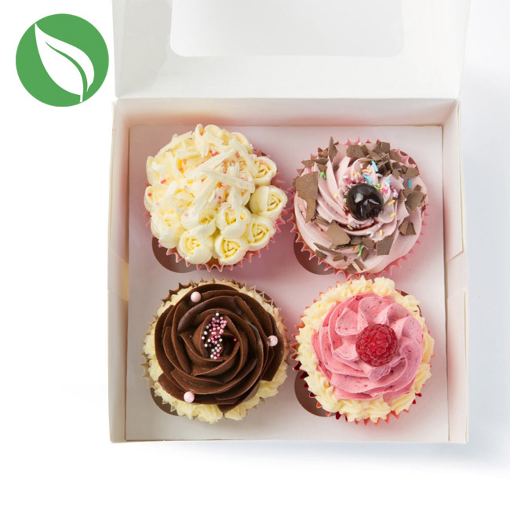 Cupcakedozen.nl Biologische doos voor 4 cupcakes / minicupcakes (per 25 stuks)