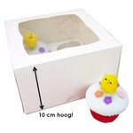 Cupcakedozen.nl Witte hoge doos voor 4 cupcakes (25 st.)