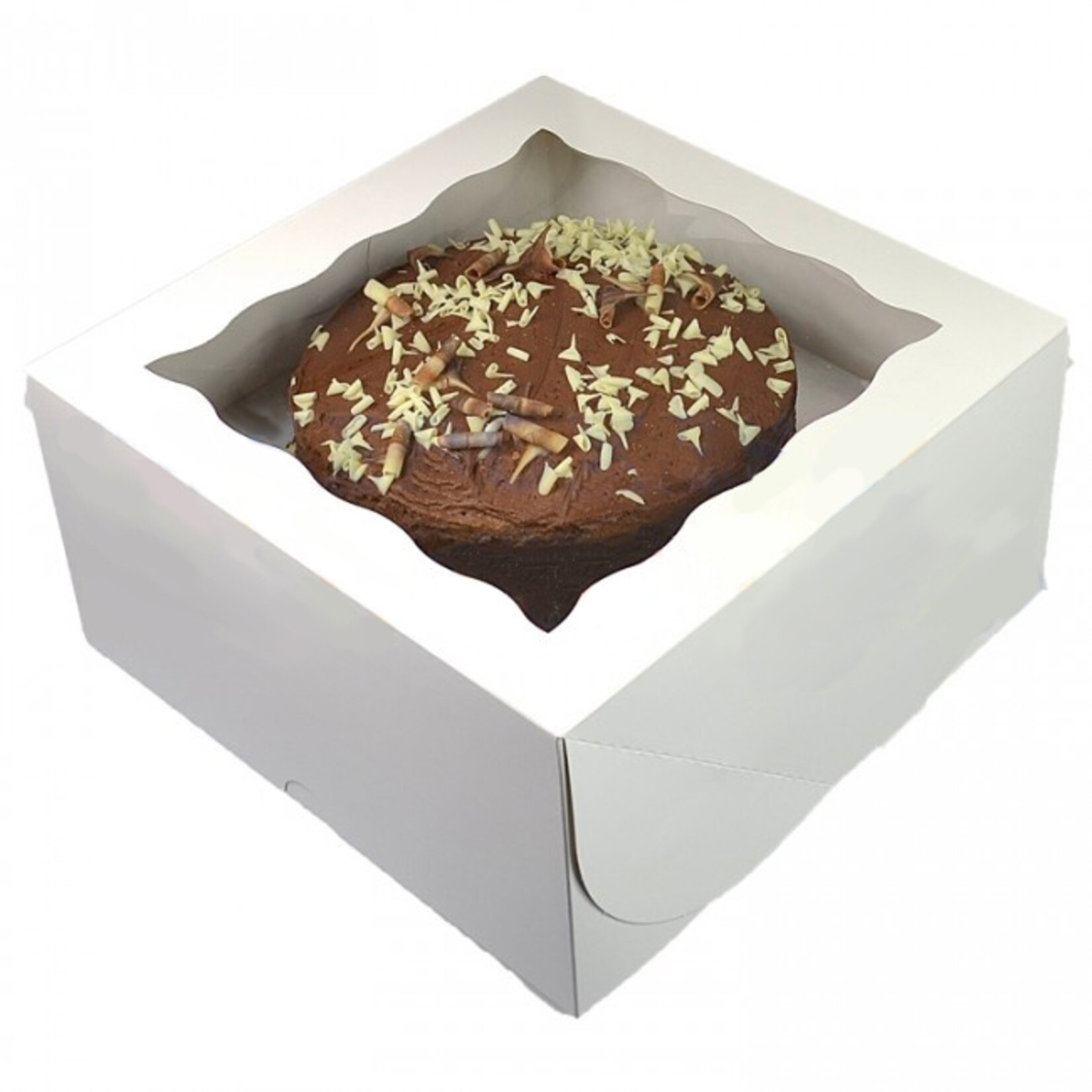Cupcakedozen.nl Witte taartdoos met venster - 310 x 310 x 152 mm (per 25 stuks)