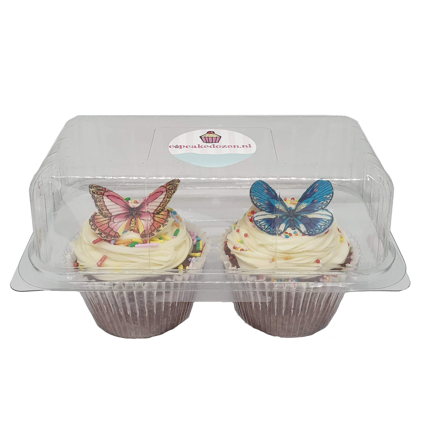 Cupcakedozen.nl Transparante doos voor 2 cupcakes (per 228 stuks)