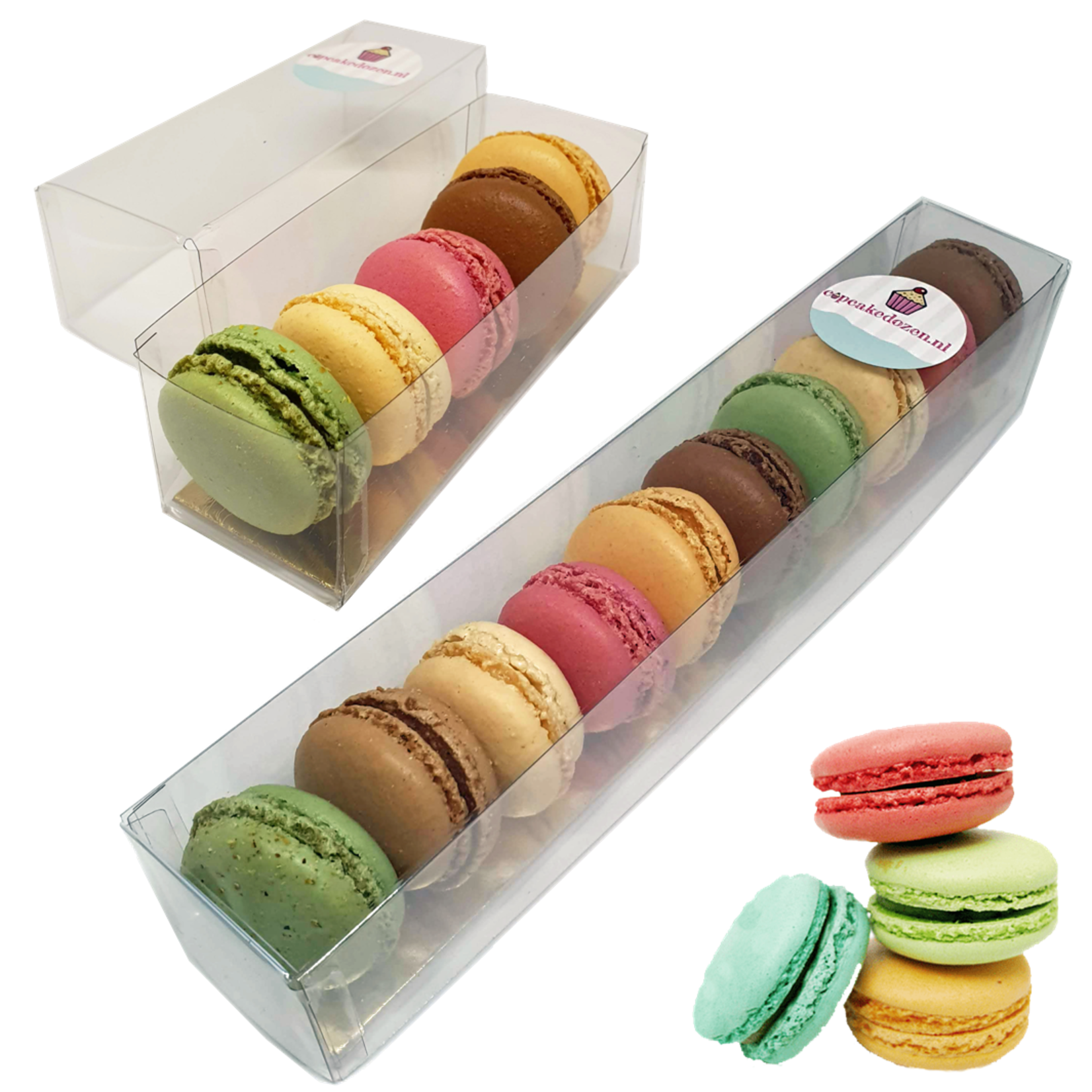 Cupcakedozen.nl Transparante dozen voor macarons in diverse maten (per 100 stuks)