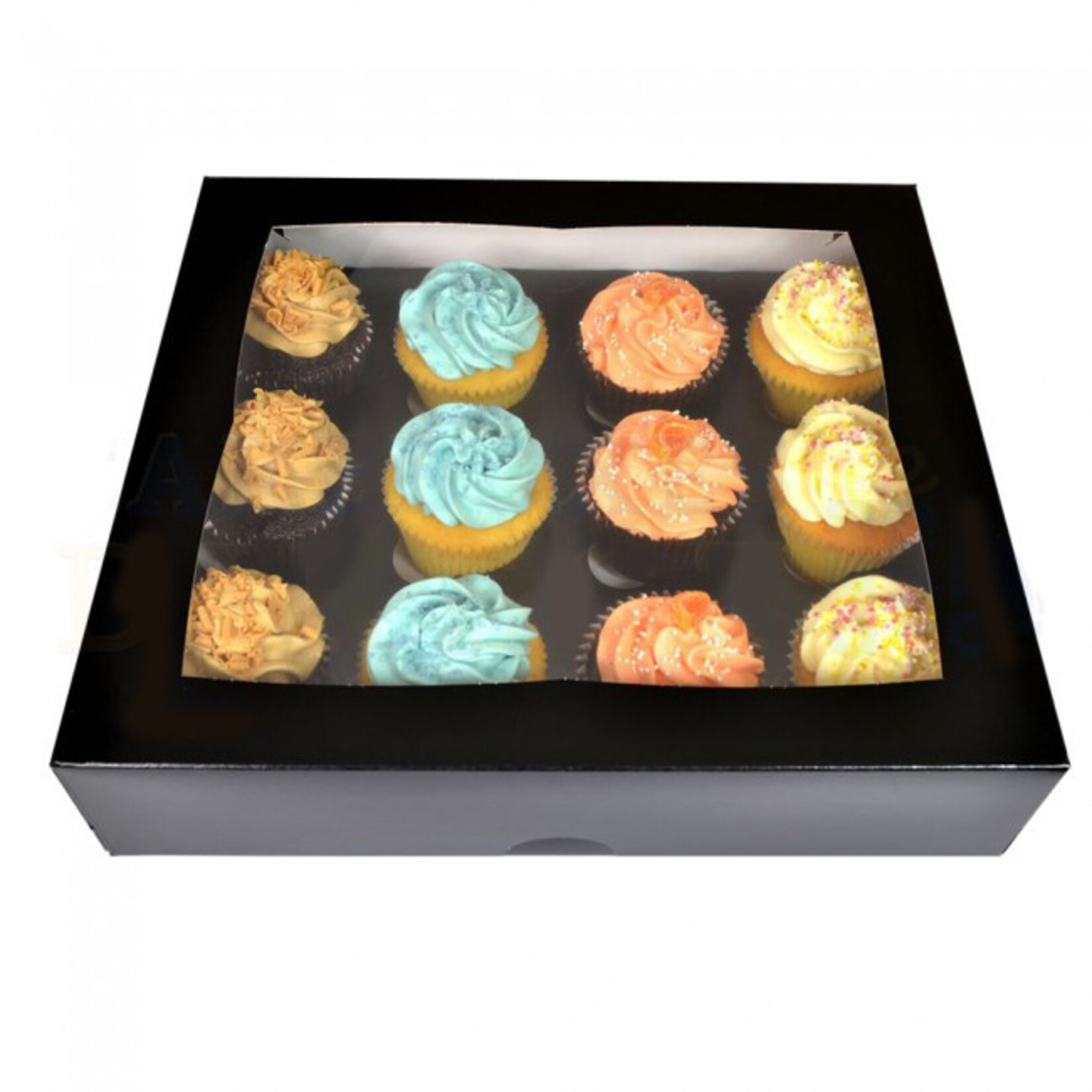 Cupcakedozen.nl Zwarte doos voor 12 cupcakes (per 25 stuks)