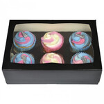 Cupcakedozen.nl Zwarte doos voor 6 cupcakes (25 st.)