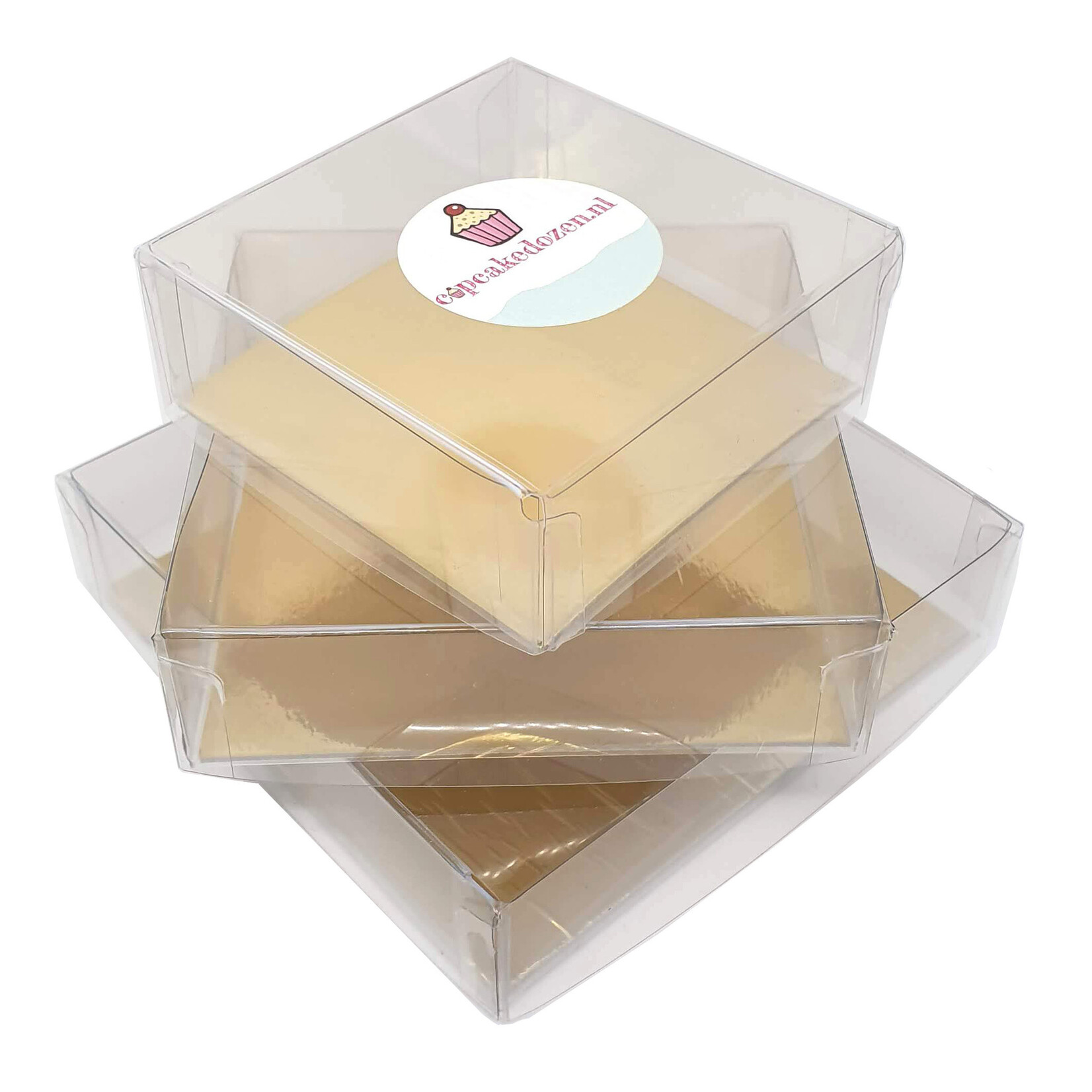 Cupcakedozen.nl Transparante doos vierkant - diverse maten (per 100 stuks)