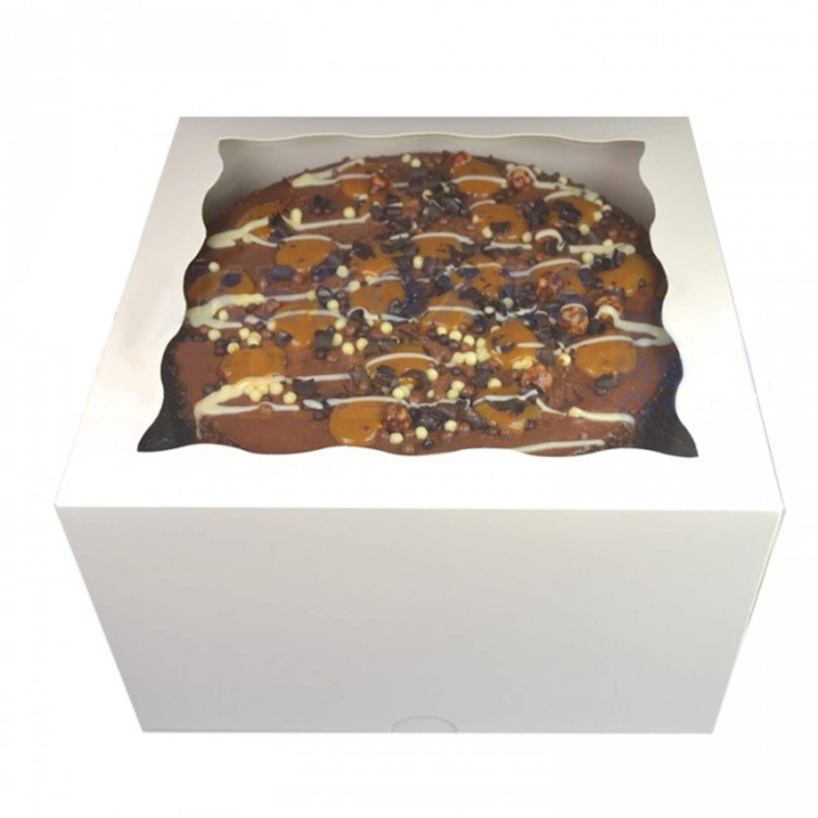 Cupcakedozen.nl Witte taartdoos met venster - 20x20x12 (per 25 stuks)