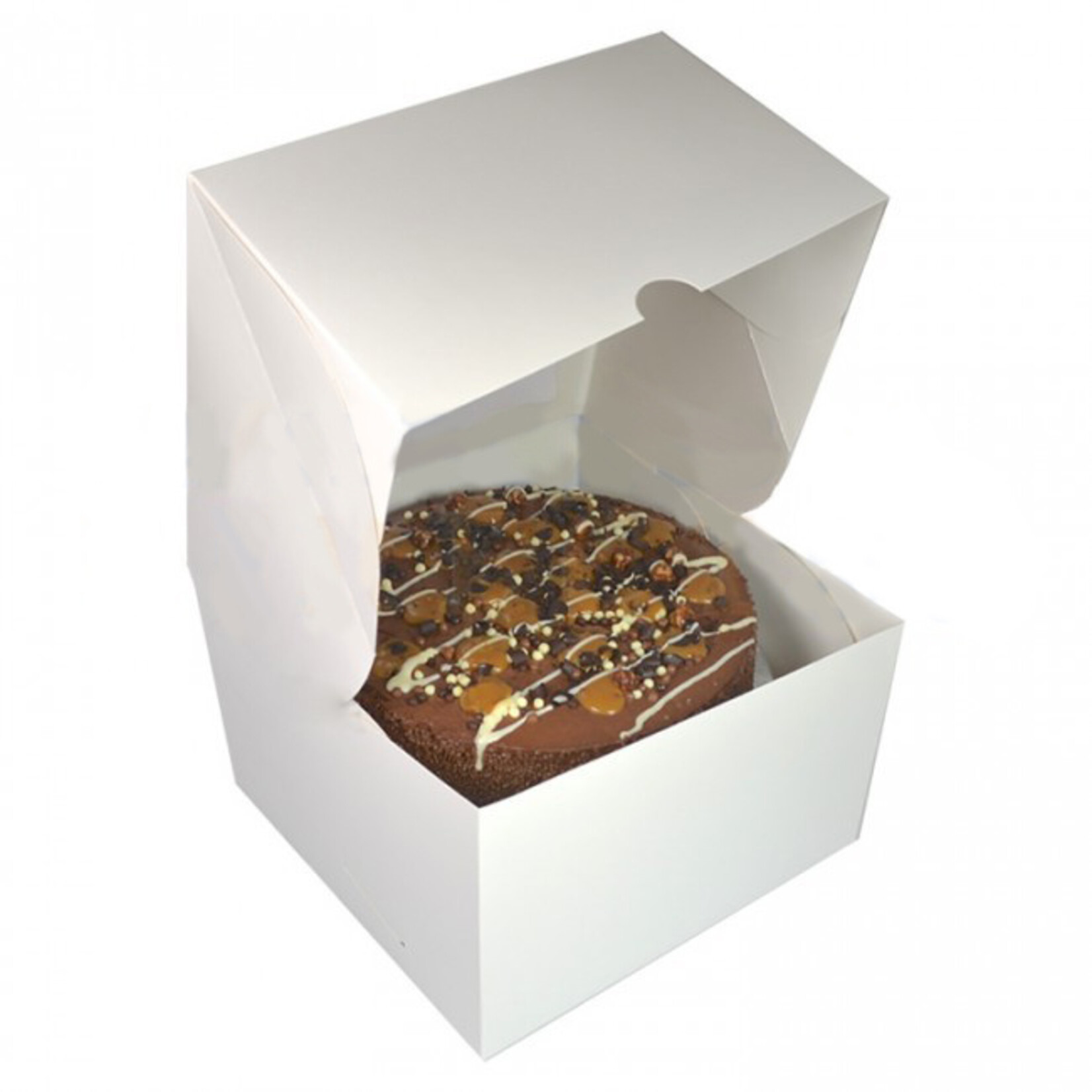 Cupcakedozen.nl Witte taartdoos met venster - 20x20x12 (per 25 stuks)