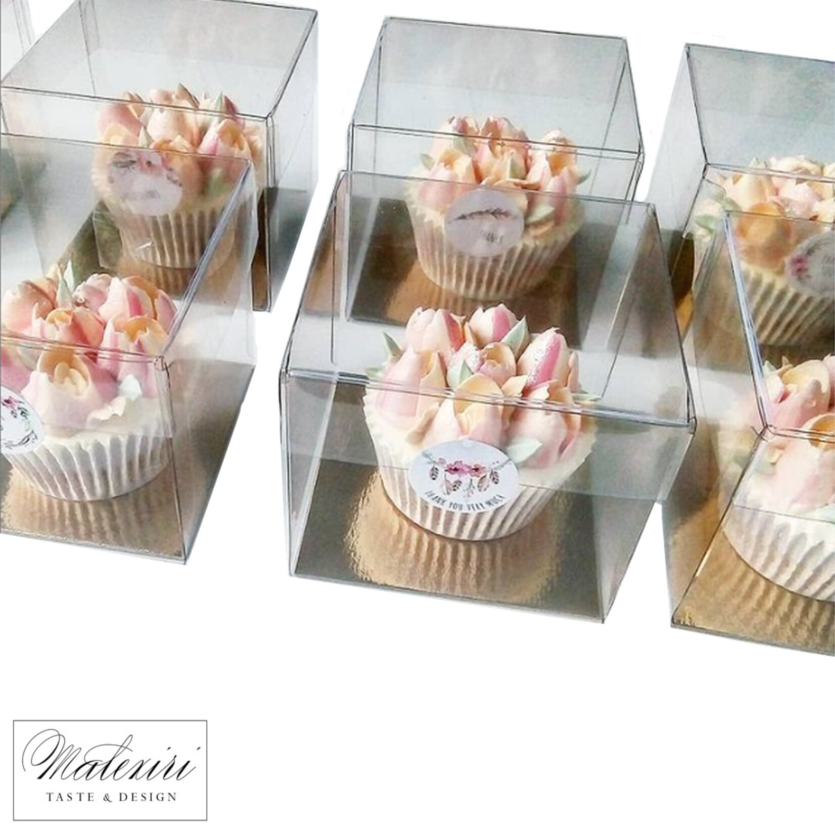 Cupcakedozen.nl Transparante kubus voor 1 cupcake (per 100 stuks)