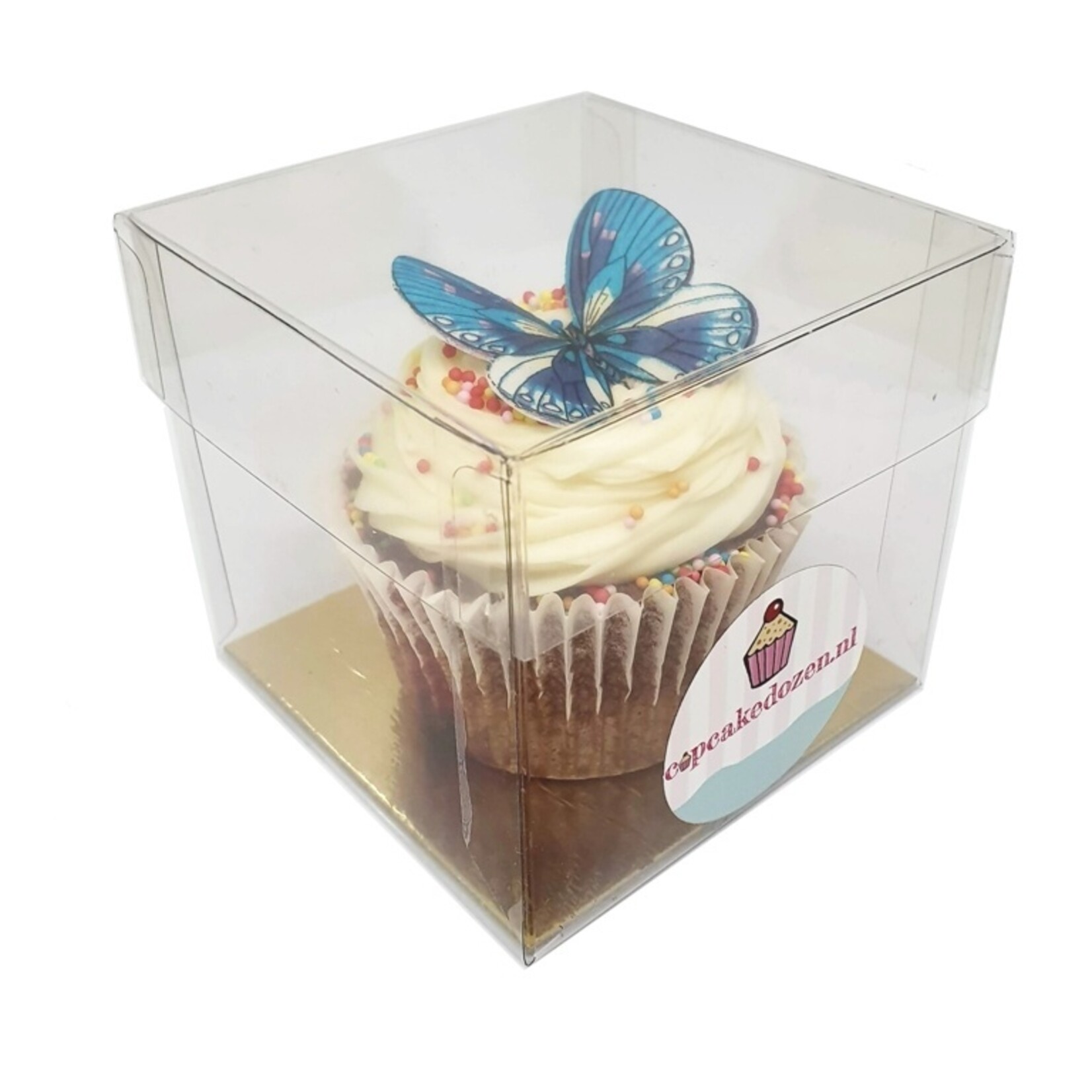 Cupcakedozen.nl Transparante kubus voor 1 cupcake (per 100 stuks)