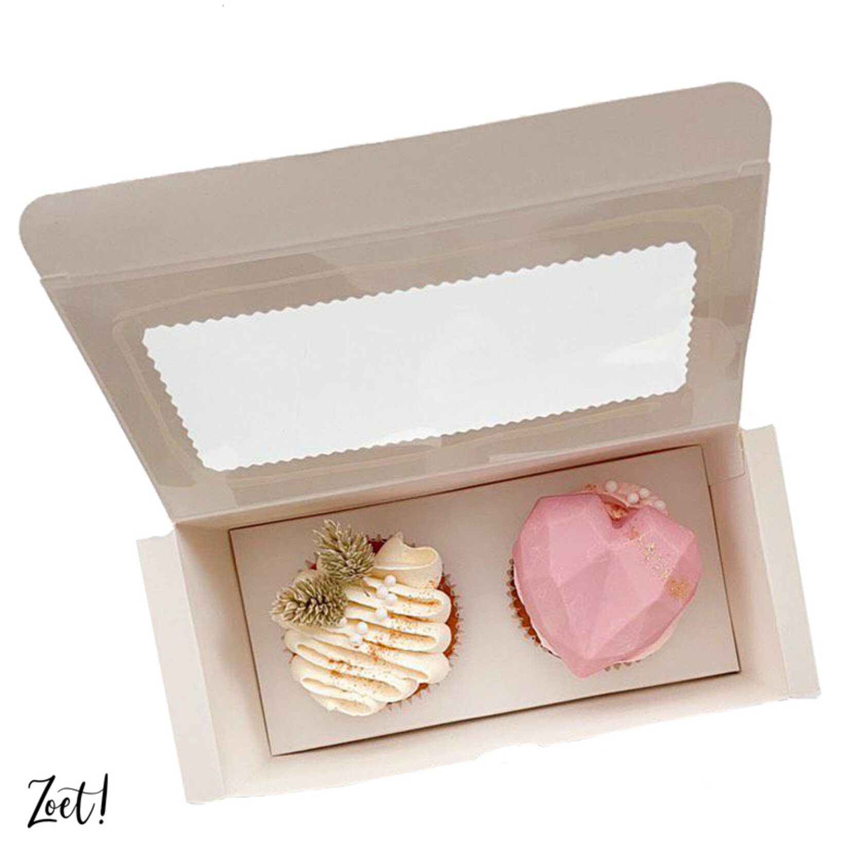 Cupcakedozen.nl Voordelige doos voor 2 cupcakes (per 10 stuks)