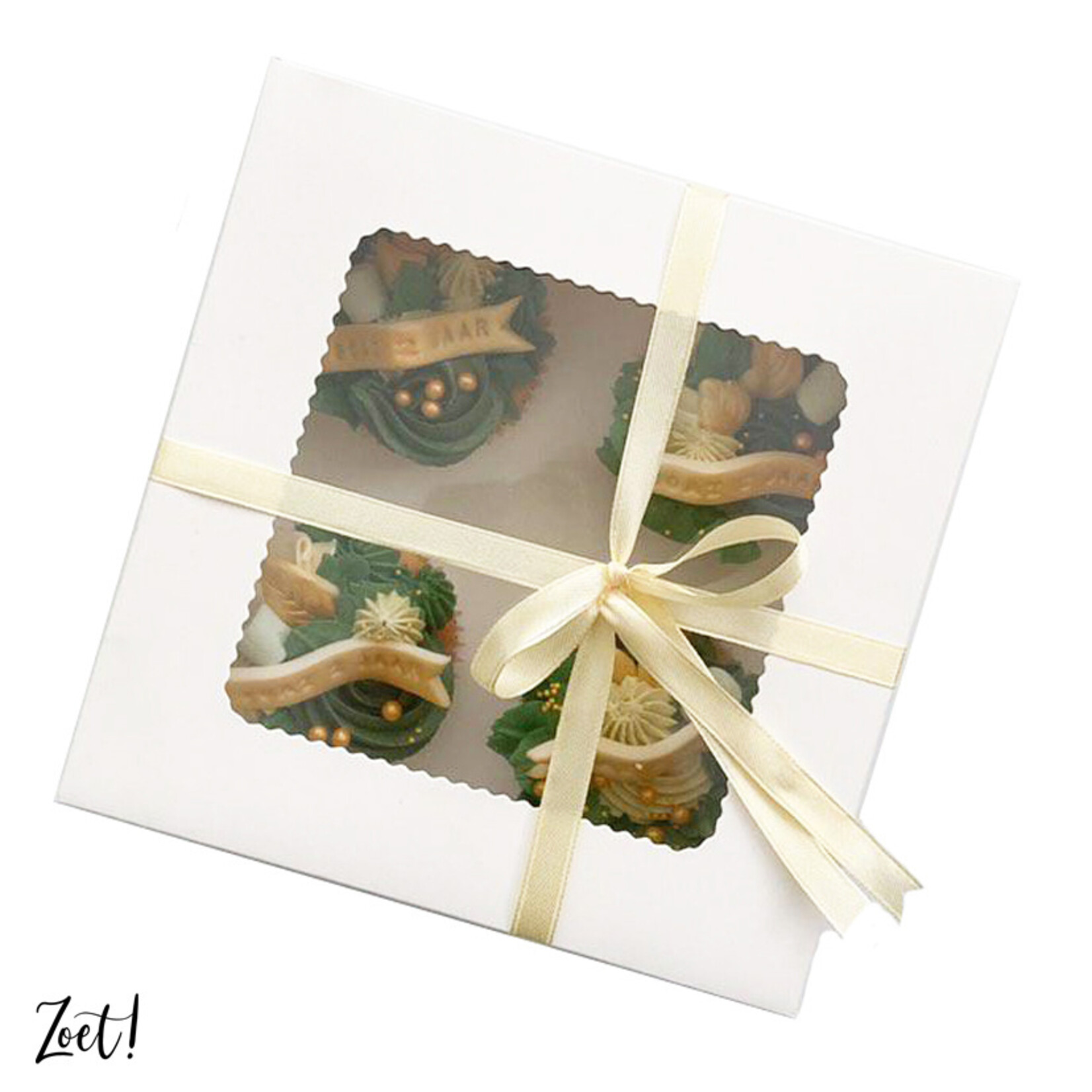 Cupcakedozen.nl Voordelige doos voor 4 cupcakes (per 10 stuks)