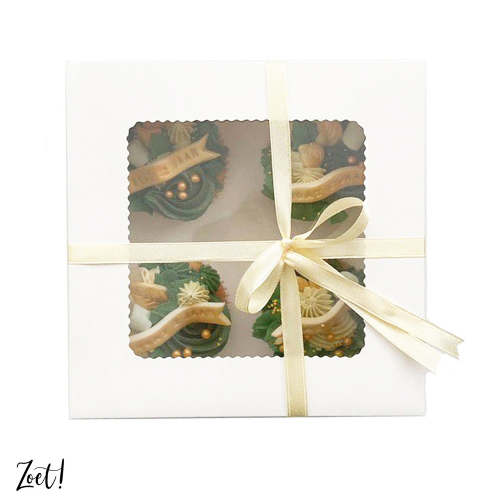 Cupcakedozen.nl Voordelige doos voor 4 cupcakes (per 10 stuks)