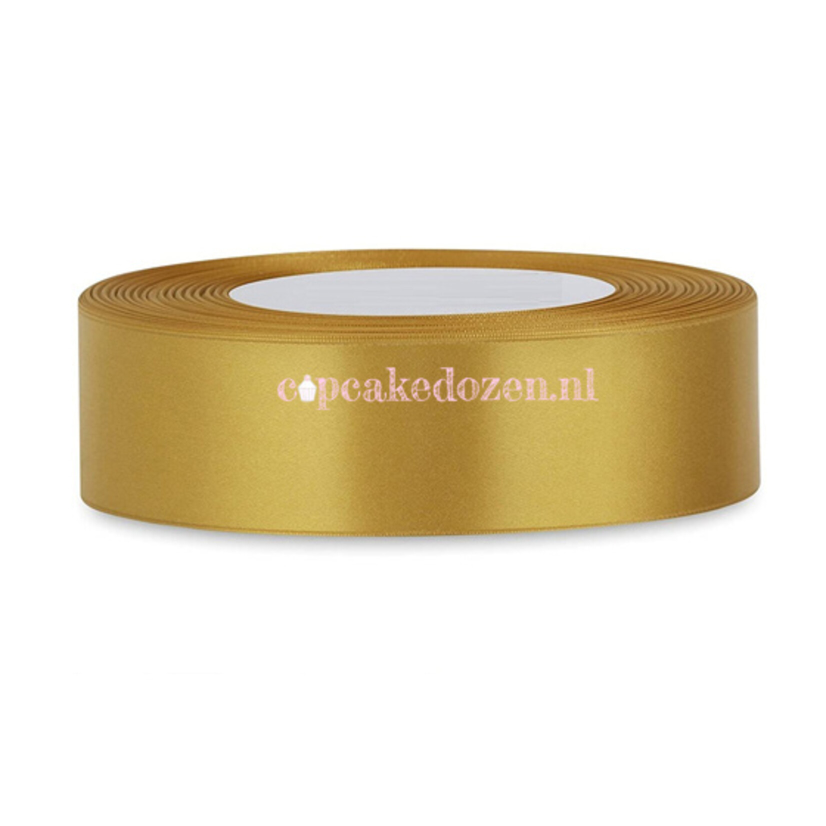 Cupcakedozen.nl Lint satijn - Goud (25 mm breed x 22 meter lang)