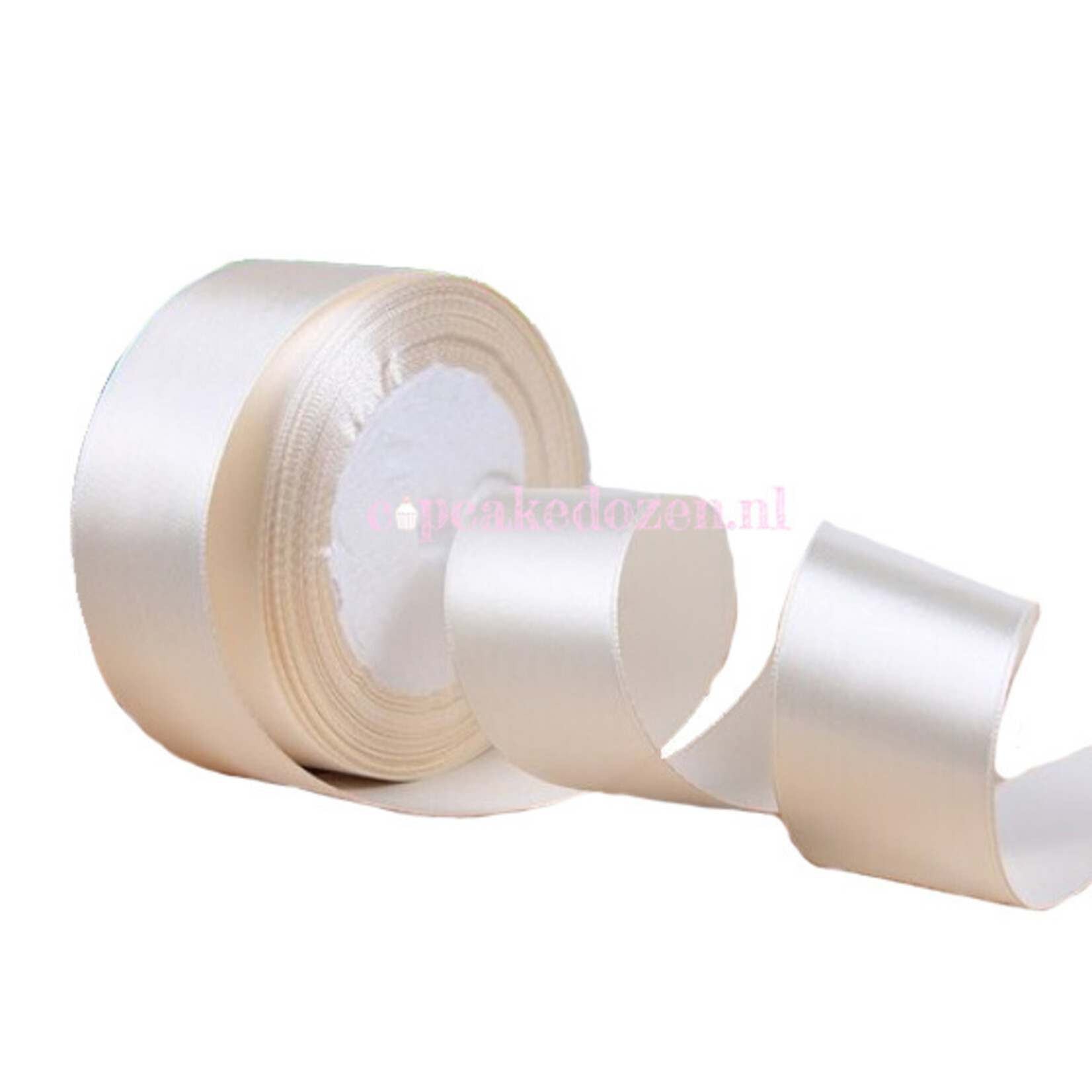 Cupcakedozen.nl Lint satijn - Ivoor (25mm)