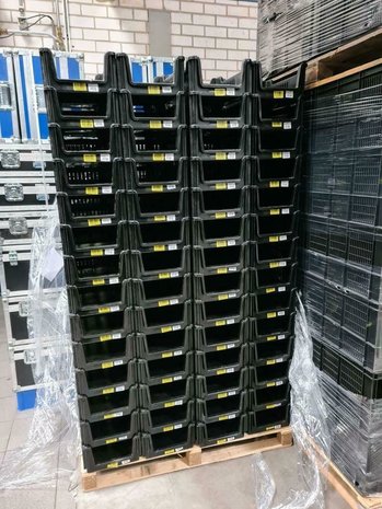 Emtrade Magazijnbak, 400x300x160 mm, euronorm, blauw kunststof, gebruikt