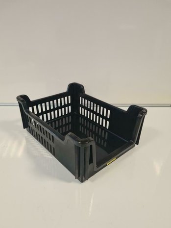 Emtrade Magazijnbak 400x300x160mm met grijpopening, stapelbaar, donkerblauw, gebruikt