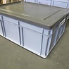 Engels Stapelbak met oplegdeksel, 800x600x320 mm, euronorm, grijs pp, gebruikt Engels Stapelbak met oplegdeksel, 800x600x320 mm, euronorm, grijs pp, gebruikt