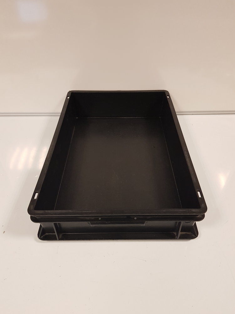 Emtrade 60x40x12 Kunststof bak, zwart, PP, gesloten, vlakke bodem, gebruikt