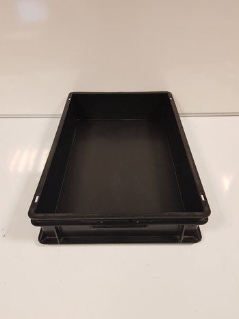 Emtrade Stapelbak, 600x400x120 mm, euronorm, zwart pp, gebruikt