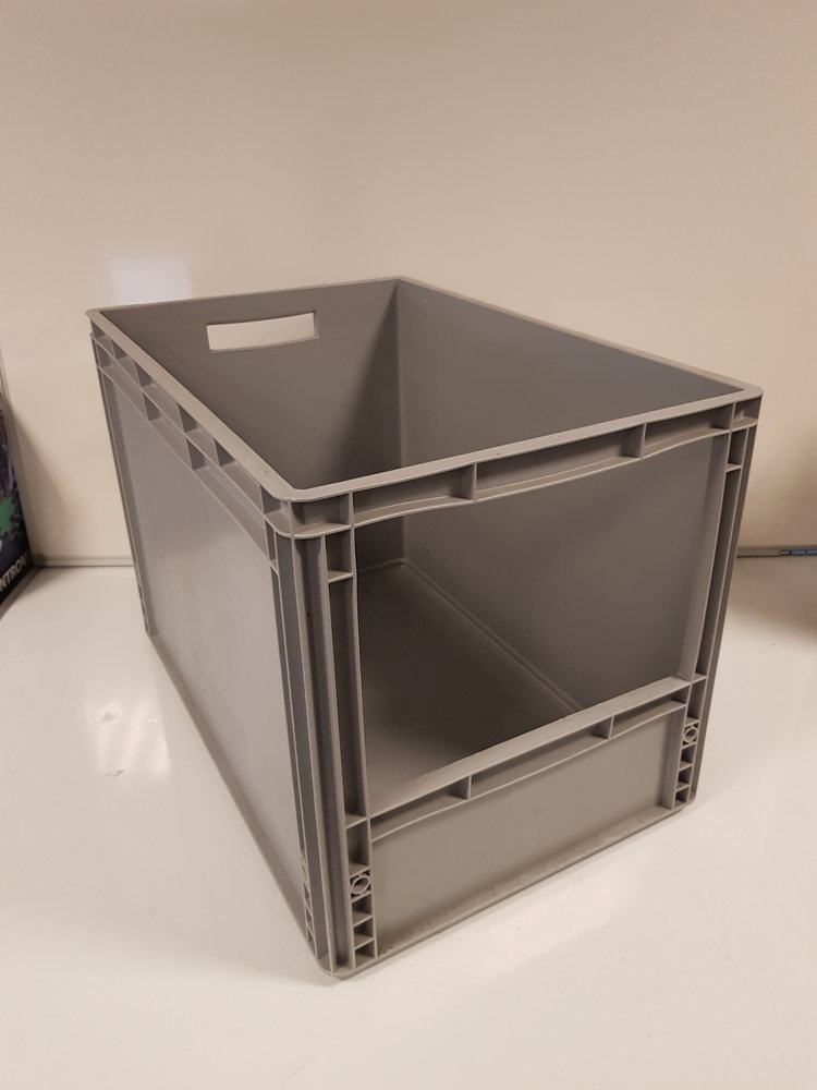 Emtrade Magazijnbak, 600x400x420 mm, euronorm, grijs pp, nieuw