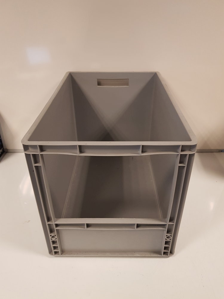 Emtrade Magazijnbak, 600x400x420 mm, euronorm, grijs pp, nieuw
