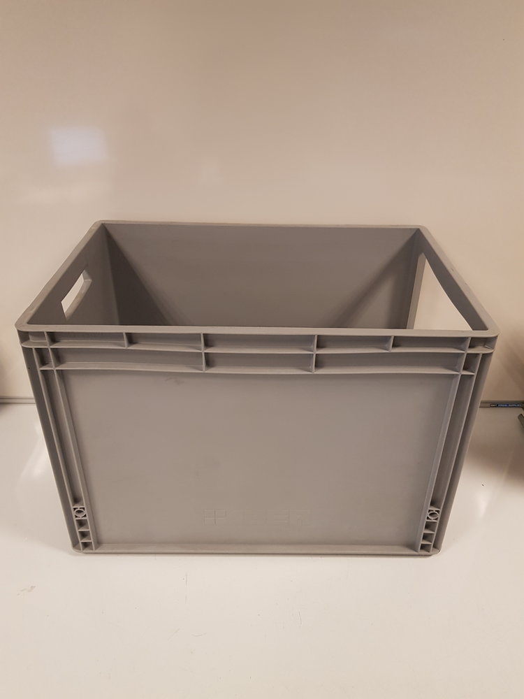 Emtrade Magazijnbak, 600x400x420 mm, euronorm, grijs pp, nieuw