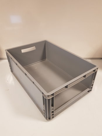 Emtrade Magazijnbak, 600x400x220 mm, euronorm, grijs pp, gebruikt