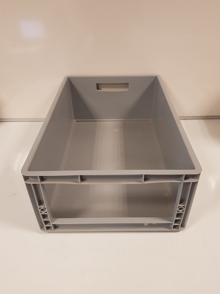 Emtrade Magazijnbak, 600x400x220 mm, euronorm, grijs pp, gebruikt