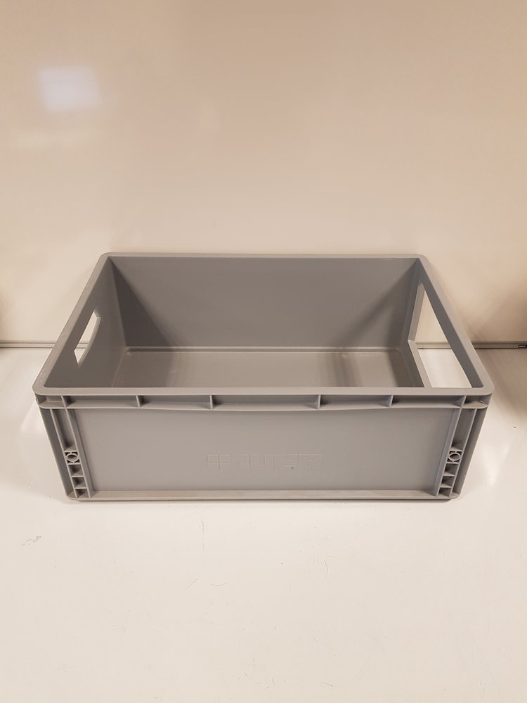 Emtrade Magazijnbak, 600x400x220 mm, euronorm, grijs pp, gebruikt