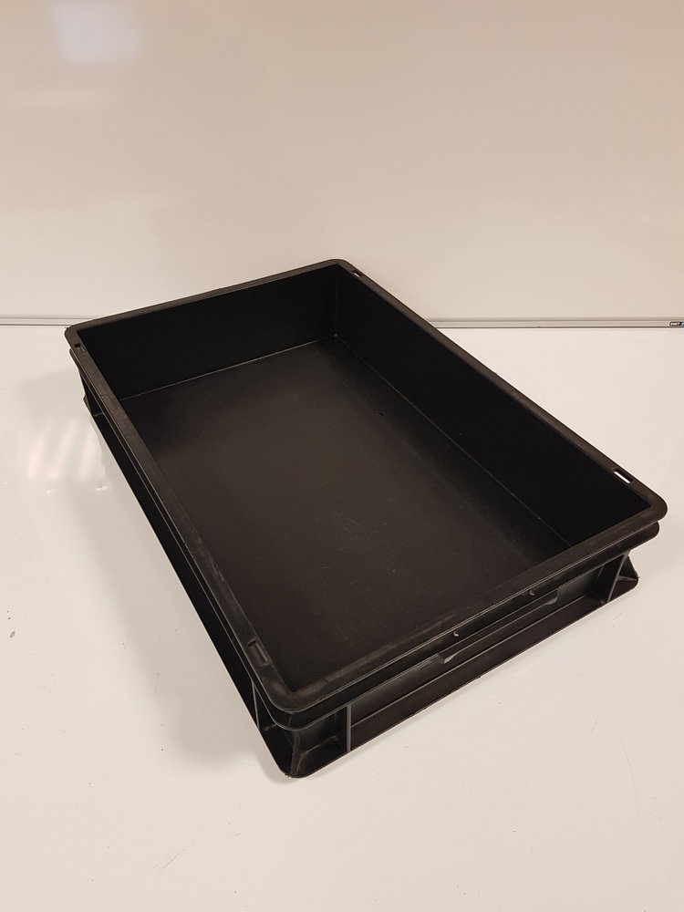 Emtrade 60x40x12 Kunststof bak, zwart, PP, gesloten, vlakke bodem, gebruikt