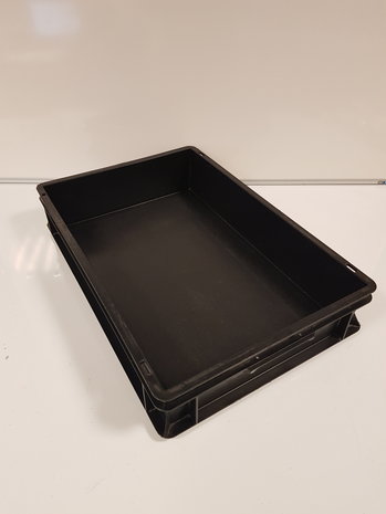 Emtrade Stapelbak, 600x400x120 mm, euronorm, zwart pp, gebruikt