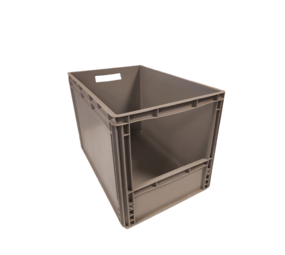 Emtrade Magazijnbak, 600x400x420 mm, euronorm, grijs pp, nieuw