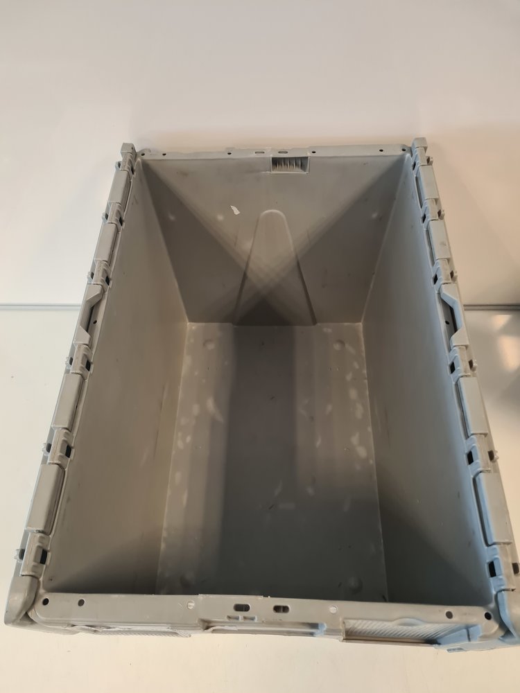 Distributiebak 600x400x400 mm nestbaar, grijs, gebruikt
