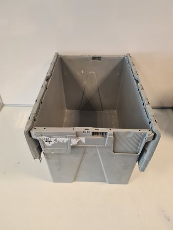 Distributiebak, 600x400x400 mm, euronorm, grijs kunststof, gebruikt