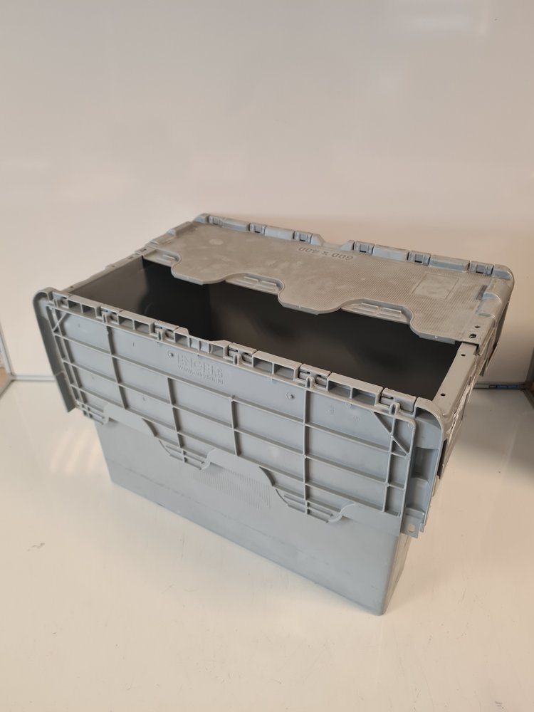 Distributiebak 600x400x400 mm nestbaar, grijs, gebruikt
