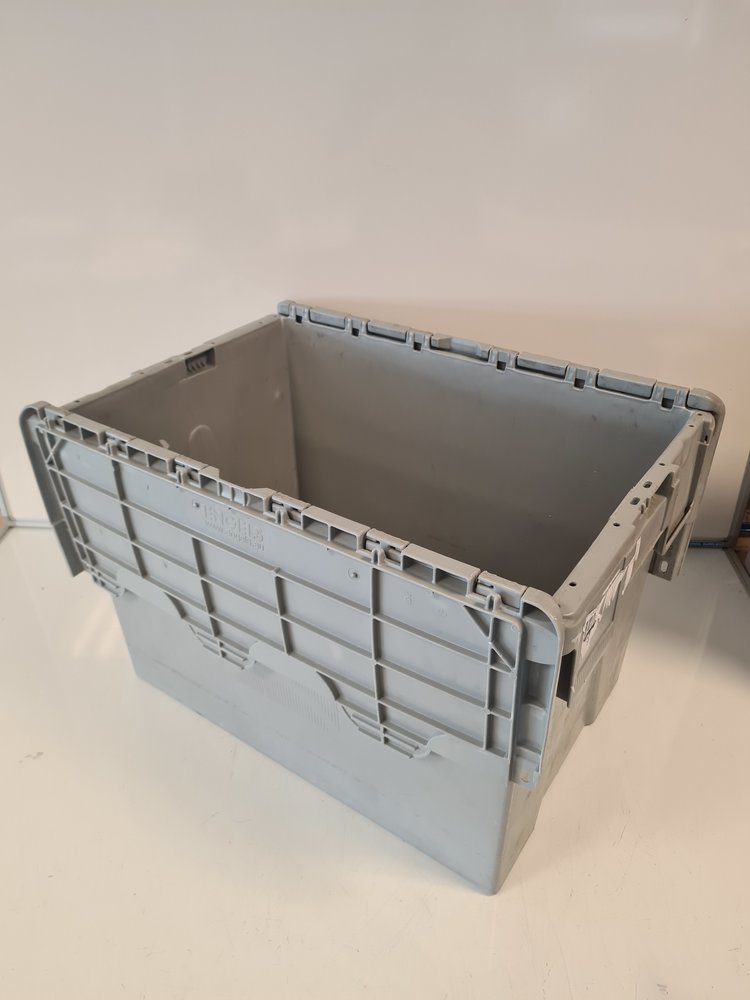 Distributiebak, 600x400x400 mm, euronorm, grijs kunststof, gebruikt