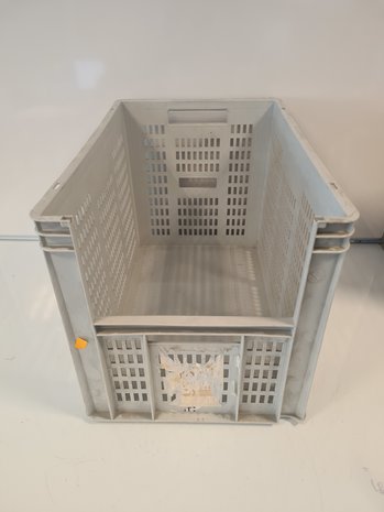 Emtrade 60x40x42 grijpbak, grijs, PP, open wanden, gebruikt Emtrade 60x40x42 grijpbak, grijs, PP, open wanden, gebruikt