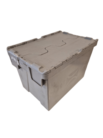 Distributiebak, 600x400x400 mm, euronorm, grijs kunststof, gebruikt